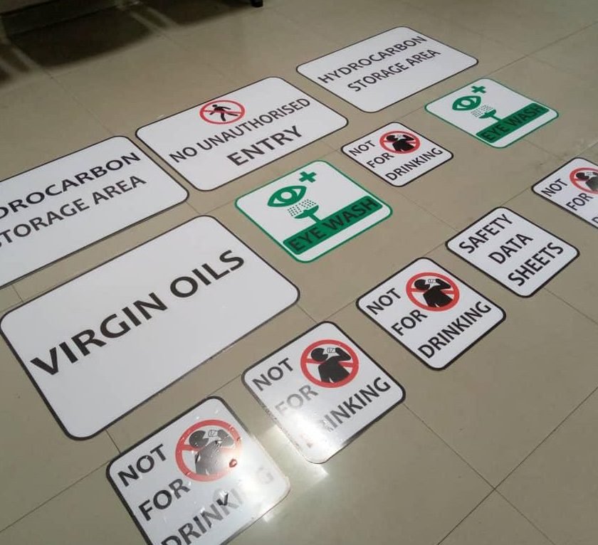 Assorted printed safety labels