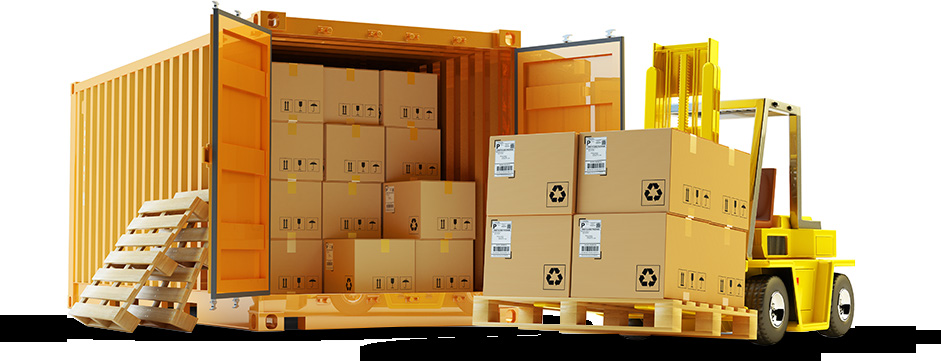 Warehouse and forklift logistics illustration